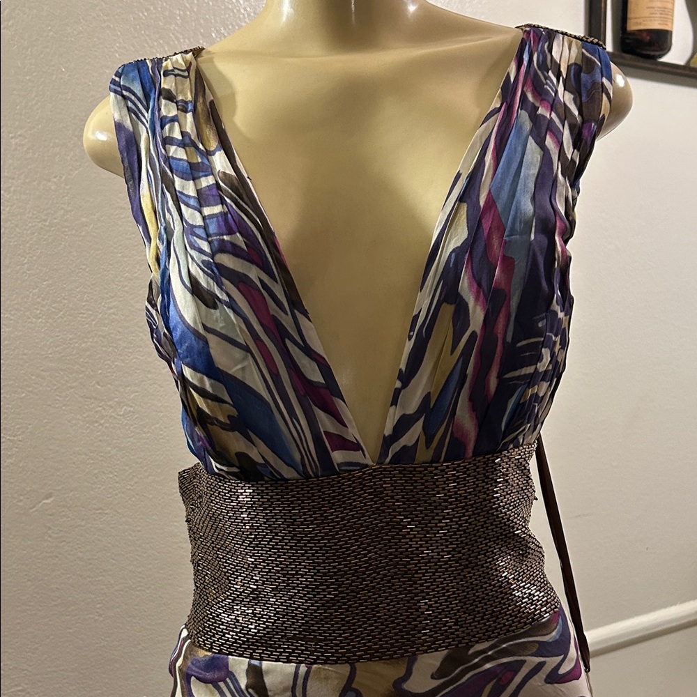 Elegant Multicolor V-Neck Dress